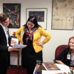 Steffi Scholer meets with legislative aides at the Capitol.