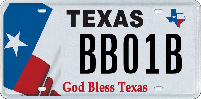 God Bless Texas Specialty License Plate